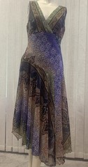 Rabbit Designs Womens Multi Color Lined Chiffon Lightweight Midi Dress Sz 8
