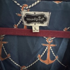 Mudpie Large Sleeveless Ruffle Collar Navy With Anchors Shift Dress Nautical