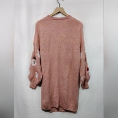 New Simplee Santa Sweater Dress Women&rsquo;s S Pink Barbiecore Retro Holiday Casual