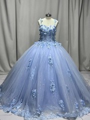 Glitter Quinceanera Dresses Off The Shoulder Sweet 16 3D Florals Ball Gown