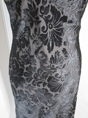 Vintage 90s Y2K Black Velvet Beaded Ruffle Midi Dress Gothic Fairycore Sz 10