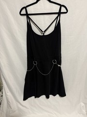 Hot Topic Black Skater Dress Scoop Neck Strappy Sleeveless Chain Short 2