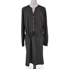 Orvis Dress Womens 2XL Black Henley Tie Waist Stretch Pockets Pack and Go New