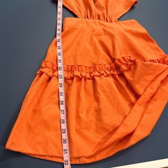 Shein Mini Dress Womens XS Orange Ruffle Cutout Open Back Summer Sundress