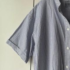 Excellent Condition MUJI Cool Broad Stand Collar Short Sleeve Dress S Size Blue