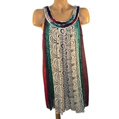 NOWHY Sleeveless Mini Dress Colorful Print Braided Strap Festival A line Medium