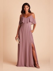 Birdy Grey Jane Dark Mauve Chiffon Cold Shoulder Straps Dress Size Large