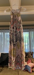 Loft Tapestry-Print Halter Dress Large Petite Boho Lightweight Cruise
