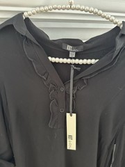 NWT KUT FROM THE KLOTH Sutton black DRESS button tab sleeves sz 6