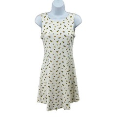 Forever 21 Women&rsquo;s Sleeveless Sunflower Dress M White Yellow Green Summer Mini