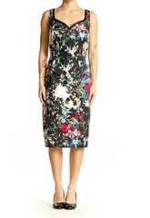 Anthropologie Leifnotes Multicolor Floral V-Neck Sleeveless Sheath Dress Lined 4