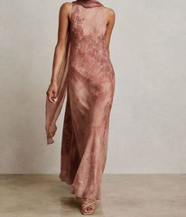 Reiss Women&rsquo;s Pink Chiffon Floral Cape Maxi Dress Size UK6/US2