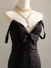 Chanel Vintage Fall/Winter 1992 Black Lesage Ribbon Silk Bodycon Midi Dress