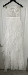 Bustier White Gown Tulle Tiered Strapless Dress Sz S – New With Tags!