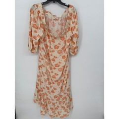 a.n.a A New Approach Floral Poppy Midi Dress Womens XXL Orange Tie Waist New