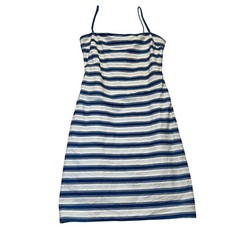 Kors Striped Sheath Dress Womens 10 Blue White Nautical Preppy Summer Vintage