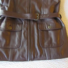 Vintage Leather Vest Mini Dress Otello Pelle Lined With Belt Zip M Long 8 10