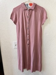Women’s NWOT Lacoste Silk Cotton Short Sleeve Solid Pink Polo Dress Size 34