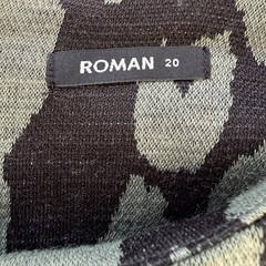 Roman Khaki Black Animal Print Short Sleeve Shift Dress UK 20 Laganlook VGC