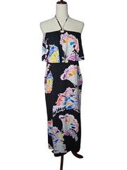 Trina Turk Maxi Black Casual Dress Cover-up S/M(est) Seychelle, Bright, Colorful