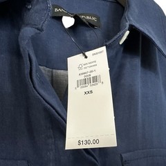 BANANA REPUBLIC Roll Cuff Short Sleeve Utility Shirtdress Sz XXS Blue Popover