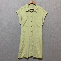 Universal Thread Button Front Shirt Dress Sage Sz L Coastal Chic Resort Wear