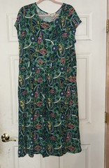 Boden Amelie Dress US 20-22L Green Paisley Print Stretch Jersey Midi Pockets