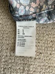 American Eagle Floral Lace Up Back Dress NWT XL Blue Corset Ruffle Mini Summer