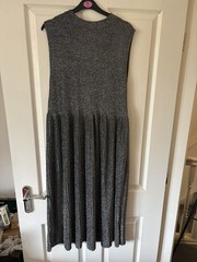 Oasis Pleated Silver Dress High Neck Midi Dress Large – size 12-14 Occasionwear