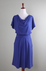 BETABRAND $98 Super Soft Stretch Draped Neck Gathered Waist Dress Size Small