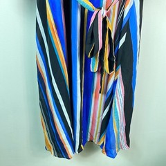 NY Collection Womens Plus 1X Multicolor Striped Belted Wrap Maxi Dress NWT BB30