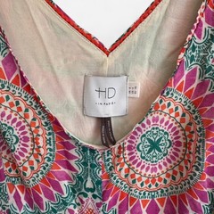 HD in Paris Anthropologie Boho Geometric Patterned Cotton Dress in Pink, Green