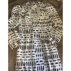 NWT SHEIN Plus Size XXL Dress 2X Spotted Dot Geometric Cutout Midi White Pencil