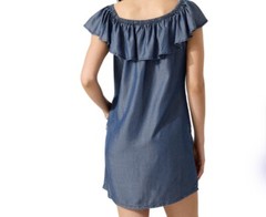 Tommy Bahama Women’s Dress Size S Blue Chambray Off The Shoulder Cover Up EUC
