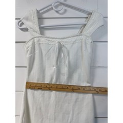 Forever 21 White Pointelle Lace Trim Ribbon Mini Dress Cottagecore Size M