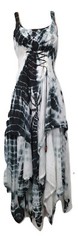 Tie Dye Maxi Corset Dress Summer Pixie Hem White Black 8 10 12 14 16 18 20 22