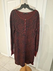 peruvian connection San Rafael Dress Woman&rsquo;s Size Med Black Red Design