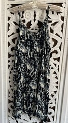 Bobeau Sundress Womens 2X Sleeveless Tie Dye Black White Swim Beach Coverup Boho