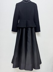 Self Portrait Black tweed patchwork long-sleeved stand-up collar Dresses