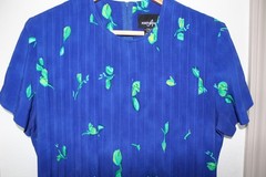 Vtg Positive Attitude 90s Blue Green Floral Maxi Dress Womens 10 Rayon Tie Back