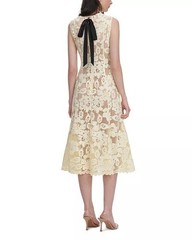 Self Portrait YELLOW CROCHET LACE MIDI DRESS