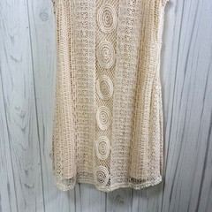 SOLITAIRE Cream Cotton Crochet Tank Style Mini Dress, Small