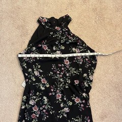 Fourteenth Place Dark Floral Halter Tiered Maxi Dress Size Large Black 90s NWT