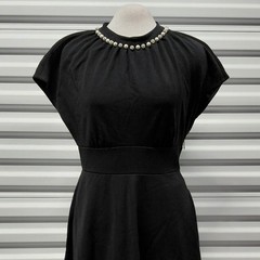 Kate Spade Dress Womens 6 Black Cocktail Party Classic Pearl Trim Wedding Guest