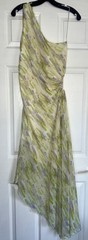 AAKAA Lavender Asymmetrical Cut Out One Shoulder Pleated Midi Maxi Scarf Dress L