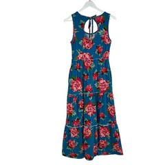 Matilda Jane Wmns Medium Floral Peony Tiered Sleeveless Maxi Dress Keyhole Back