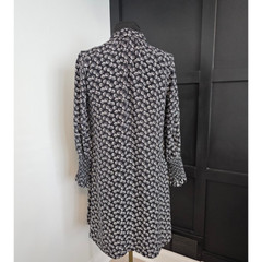 EUC *Rebecca Taylor* Women&rsquo;s 100% Silk B/W Rue Floral Scarf Tie Tunic Dress 6