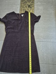 Studio C Croc Embossed Microsuede Brown Sheath Short Sleeve Dress Size 14