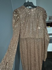 Mac Duggal Rose gold Sequin Maxi Gown Size 8