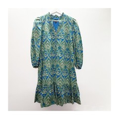 Sugarlips Women&rsquo;s Dress Size S Small Paisley Blue Green Tan Cotton Pockets